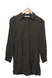 Vorschaubild 1 von Damen Blusenkleid Grün Gr. 38/M Casual Bohemian Hemdblusenkleid