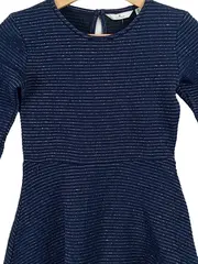 Vorschaubild 2 von Mädchen Kleid Gr. 152 Blau Glitzer Streifen Festlich Langarm