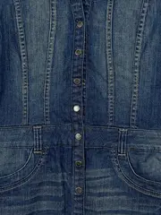 Vorschaubild 2 von Damen Jeanskleid Kurzarm Hemdkleid Gr. 38 Blau Casual
