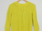 Vorschaubild 4 von Damen Pullover Lochmuster Strick Langarm Gelb Gr. 34 XS