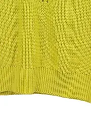 Vorschaubild 3 von Damen Pullover Lochmuster Strick Langarm Gelb Gr. 34 XS