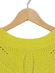 Vorschaubild 2 von Damen Pullover Lochmuster Strick Langarm Gelb Gr. 34 XS