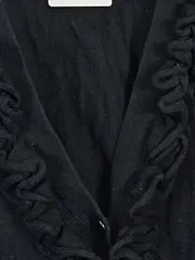 Vorschaubild 4 von Damen Strickjacke mit Rüschen Gr. 34/XS Schwarz