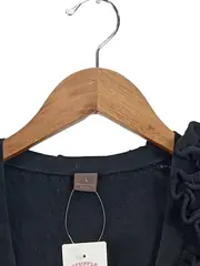 Vorschaubild 2 von Damen Strickjacke mit Rüschen Gr. 34/XS Schwarz