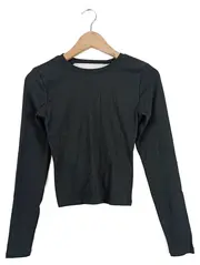 Vorschaubild 1 von Damen Langarmshirt Basic Cut-Outs Schwarz Gr. M Baumwolle