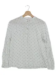 Vorschaubild 1 von Bluse Damen Weiß Florales Muster Langarm Klassisch Elegant Gr. 32 XXS