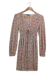 Vorschaubild 1 von Damen Sommerkleid Blumenmuster Faltenrock Langarm Gr. 36/S