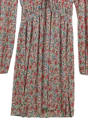 Vorschaubild 3 von Damen Sommerkleid Blumenmuster Faltenrock Langarm Gr. 36/S