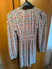 Vorschaubild 4 von Damen Sommerkleid Blumenmuster Faltenrock Langarm Gr. 36/S