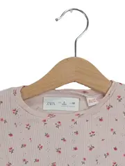 Vorschaubild 4 von Mädchen T-Shirt Gr. 92 Rosa Blumenmuster Rippstrick