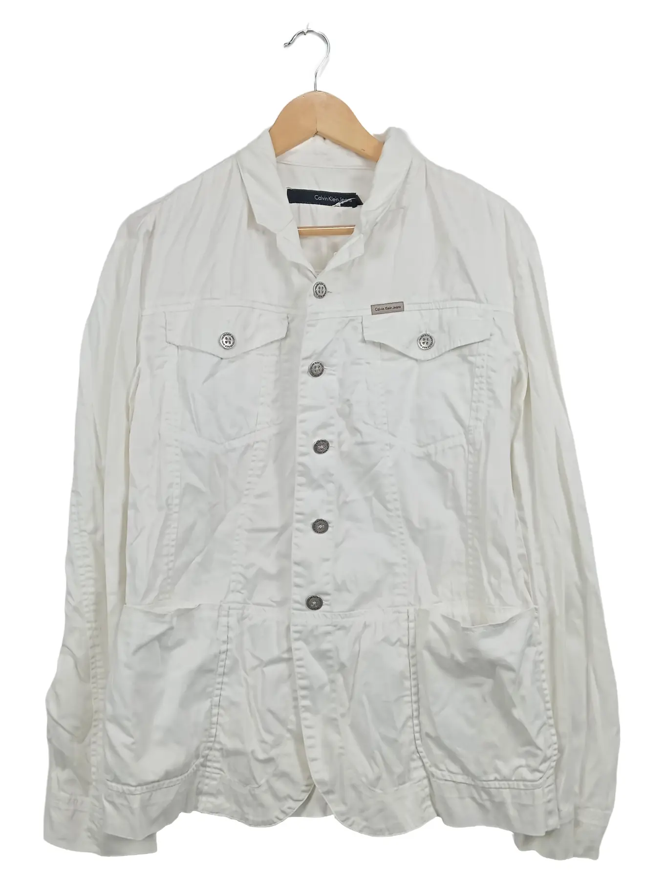 CALVIN KLEIN JEANS Damen Leichte Jacke Gr. 36/S Weiß Casual