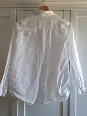 Vorschaubild 2 von Damen Hemdbluse Leinen Weiß Gr. 36/S Florales Muster