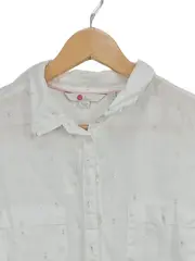 Vorschaubild 3 von Damen Hemdbluse Leinen Weiß Gr. 36/S Florales Muster