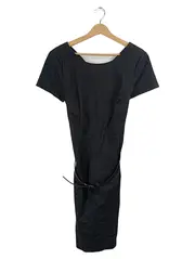 Vorschaubild 2 von Damen Businesskleid Schwarz Gr. 40 Elegant Baumwolle