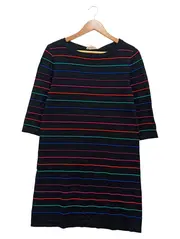 Vorschaubild 1 von Damen Freizeitkleid Gr. 38/M UK 10 Schwarz Mehrfarbig Gestreift