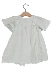 Vorschaubild 1 von Blumenmuster Sommerkleid Rüschen Stickerei Weiß 80
