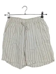 Vorschaubild 1 von Damen Shorts Gr. 34 Leinen Viskose Beige Gestreift Casual