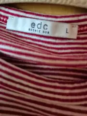 Vorschaubild 3 von EDC Damen Langarmshirt gestreift Rot Gr. 40/L Herz Applikation Casual