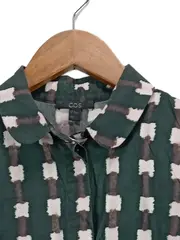 Vorschaubild 3 von Damen Hemdbluse Gr. 36/S Grün Kariert Modern Langarm Baumwolle