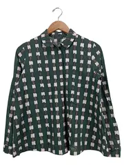 Vorschaubild 1 von Damen Hemdbluse Gr. 36/S Grün Kariert Modern Langarm Baumwolle