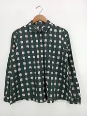 Vorschaubild 2 von Damen Hemdbluse Gr. 36/S Grün Kariert Modern Langarm Baumwolle
