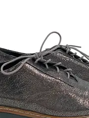 Vorschaubild 2 von Damen Plateau Schnürschuhe Metallic Silber Gr. 40 Oxford
