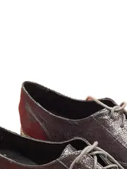 Vorschaubild 3 von Damen Plateau Schnürschuhe Metallic Silber Gr. 40 Oxford