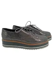 Vorschaubild 1 von Damen Plateau Schnürschuhe Metallic Silber Gr. 40 Oxford