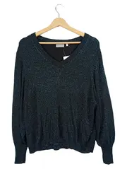 Vorschaubild 1 von CANDA Damen Glitzer Pullover Petrol Gr. 38/M Glamourös