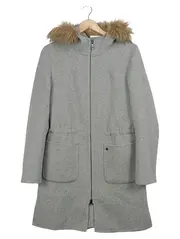 Vorschaubild 1 von Damen Winterjacke Mantel Kapuze Fellbesatz Grau Einheitsgröße Casual