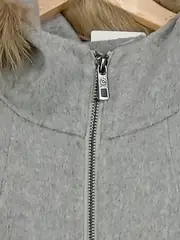 Vorschaubild 5 von Damen Winterjacke Mantel Kapuze Fellbesatz Grau Einheitsgröße Casual