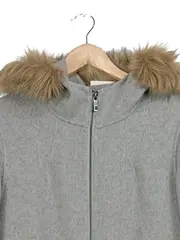 Vorschaubild 3 von Damen Winterjacke Mantel Kapuze Fellbesatz Grau Einheitsgröße Casual