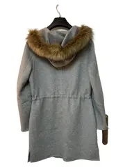 Vorschaubild 2 von Damen Winterjacke Mantel Kapuze Fellbesatz Grau Einheitsgröße Casual