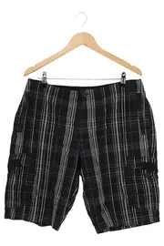 Vorschaubild 1 von Herren Sport Shorts Gr. 50/L Schwarz Kariert Baumwolle Freizeit
