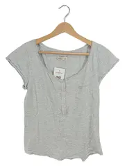 Vorschaubild 1 von Damen T-Shirt Henley Grau Meliert Größe M Kurzarm