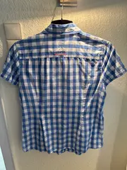 Vorschaubild 2 von Damen Hemdbluse Karo Maritim Mehrfarbig XL Kurzarm Freizeit