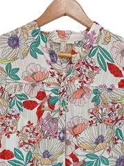 Vorschaubild 2 von Blusenkleid Damen Gr. 38 Blumenmuster Baumwolle Boho