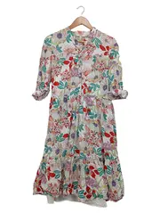 Vorschaubild 1 von Blusenkleid Damen Gr. 38 Blumenmuster Baumwolle Boho