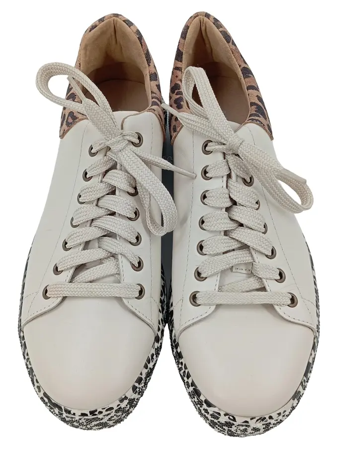 ALBA MODA Sneaker low Damen 38 Weiß Leopard Streetwear Vintage Modisch