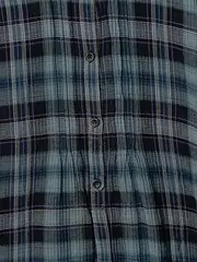 Vorschaubild 5 von Hemdbluse Damen Gr. 38 M Blau Kariert Casual Langarm Baumwolle