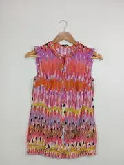 Vorschaubild 2 von Damen Bluse ärmellos abstrakt bunt Gr. 32 XXS Polyester
