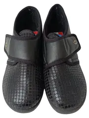 Vorschaubild 2 von Damen Hausschuhe Gr. 40 Schwarz Komfortabel Klettverschluss