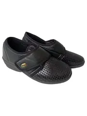 Vorschaubild 1 von Damen Hausschuhe Gr. 40 Schwarz Komfortabel Klettverschluss