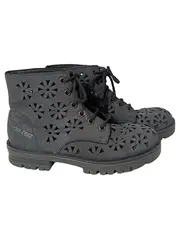 Vorschaubild 1 von Kinder Schnürschuhe Gr. 33 Schwarz Lochmuster Boots Streetwear