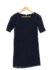 Vorschaubild 1 von Damen Freizeitkleid Gr. 36/S Blau Spitze Kurzarm Sommerkleid