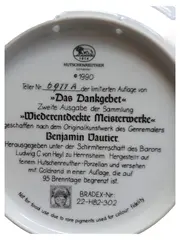 Vorschaubild 2 von Sammelteller Das Dankgebet Familie am Tisch Porzellan 1990 Mehrfarbig