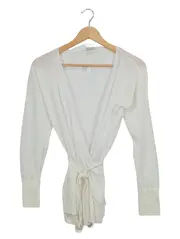 Vorschaubild 1 von Damen Wickelstrickjacke Gr. 36x38 Weiß Feminin Langarm
