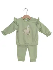Vorschaubild 1 von LCW BABY Mädchen Baby Set Hose Shirt Grün Gr. 68/74 Tiermotiv Rüschen