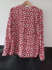 Vorschaubild 2 von Damen Bluse Gr. 40 Rot Blumenmuster Langarm