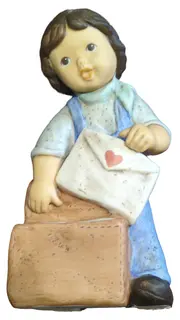Vorschaubild 1 von Figur Junge mit Brief Koffer Porzellan Nostalgisch Mehrfarbig 13,5cm